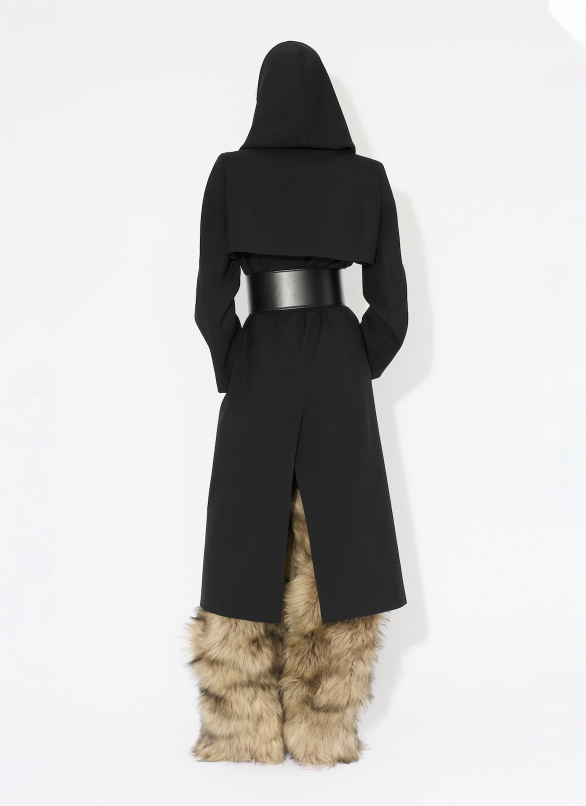 TAILORED WOOL COAT WITH HOOD  ALAÏA BLACK TAILORED WOOL COAT WITH HOOD